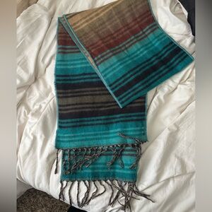 Southwestern colors Striped Teal and neutral tones  Scarf GUD